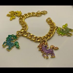 Gold plated pony charm bracelet